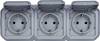 Legrand Komplett Aufputz, Dreifachsteckdose, Schutzkontakt-Steckdose mit Klappdeckel Plexo Grau 069743L 1 St.