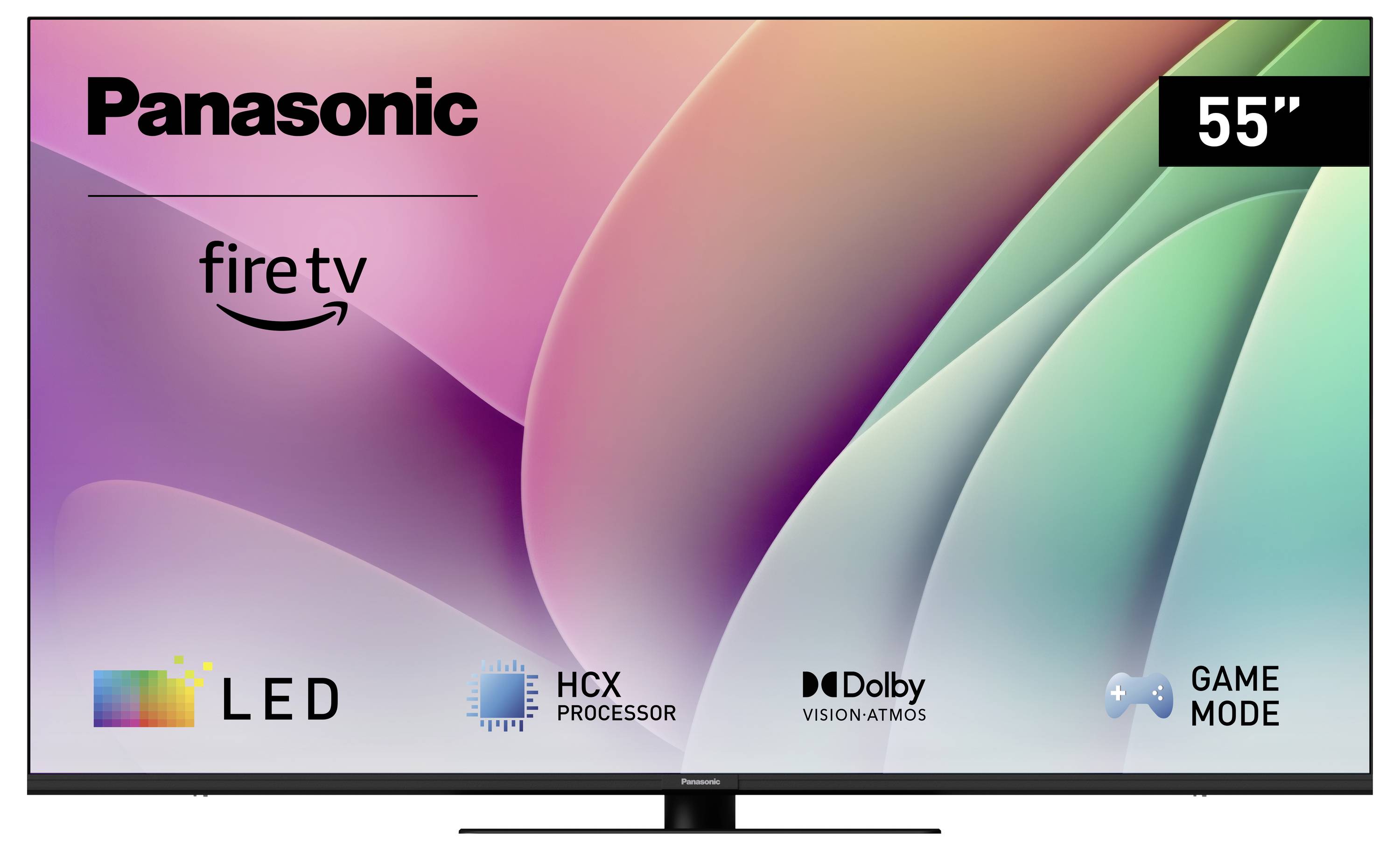 'Panasonic 55-Zoll-Fernseher, Fire TV, LED, HCX-Prozessor, Dolby Vision/Atmos, Spielmodus.'