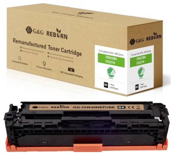 G&G Toner ersetzt Canon, HP 125A, 128A, 131X, 716K, 731K Kompatibel  Schwarz 2200 Seiten Reborn remanufactured 21201