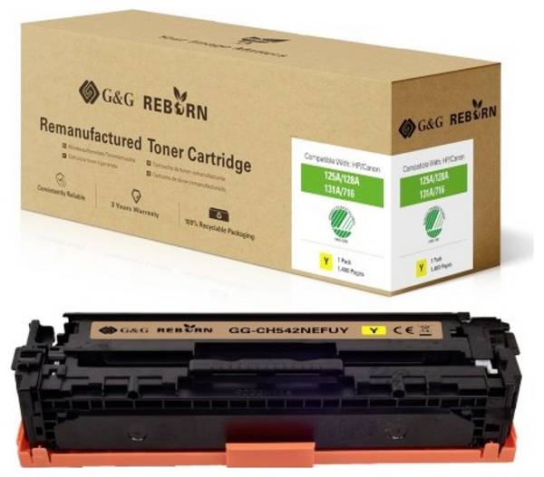 G&G Toner ersetzt Canon 125A, 128A, 131X, 716Y, 731Y Kompatibel  Gelb 1400 Seiten Reborn remanufactured 21203