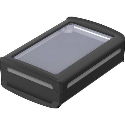 Die Abbildung zeigt eine rechteckige, schwarze Plastikbox mit durchsichtigem Deckel. Sie dient zur Aufbewahrung oder zum Schutz von Gegenständen.