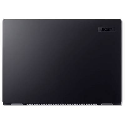 Ein schwarzer Laptopdeckel mit dem 'Acer'-Logo in der oberen rechten Ecke. Der Deckel ist schlicht und minimalistisch gestaltet.