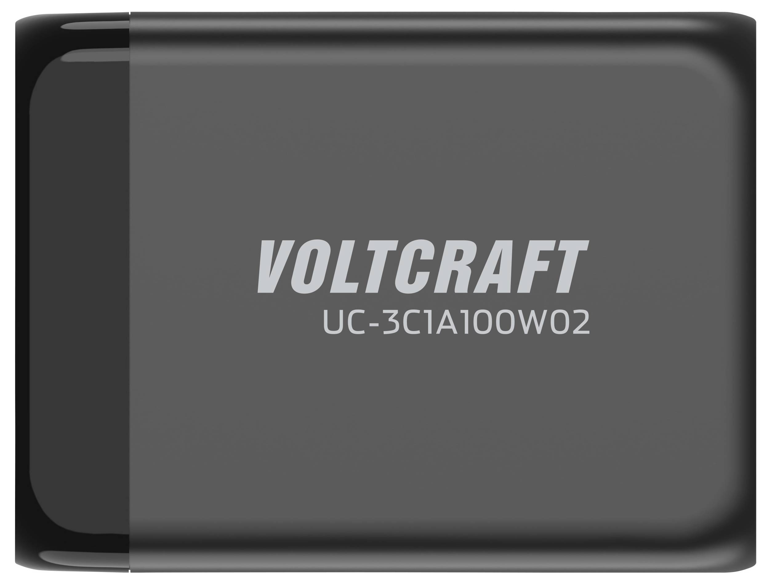 Schwarzes Netzteil mit der Aufschrift 'VOLTCRAFT UC-3C1A100W02'.