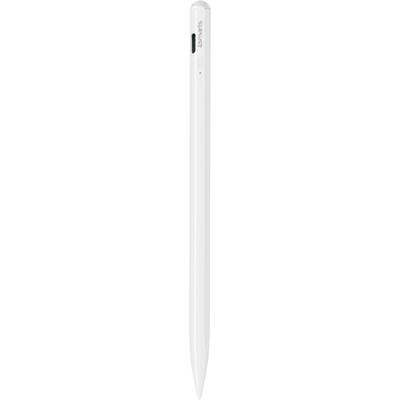 Ein weißer digitaler Thermometerstift mit einem kleinen Display und einem grünen Lämpchen an der Seite.