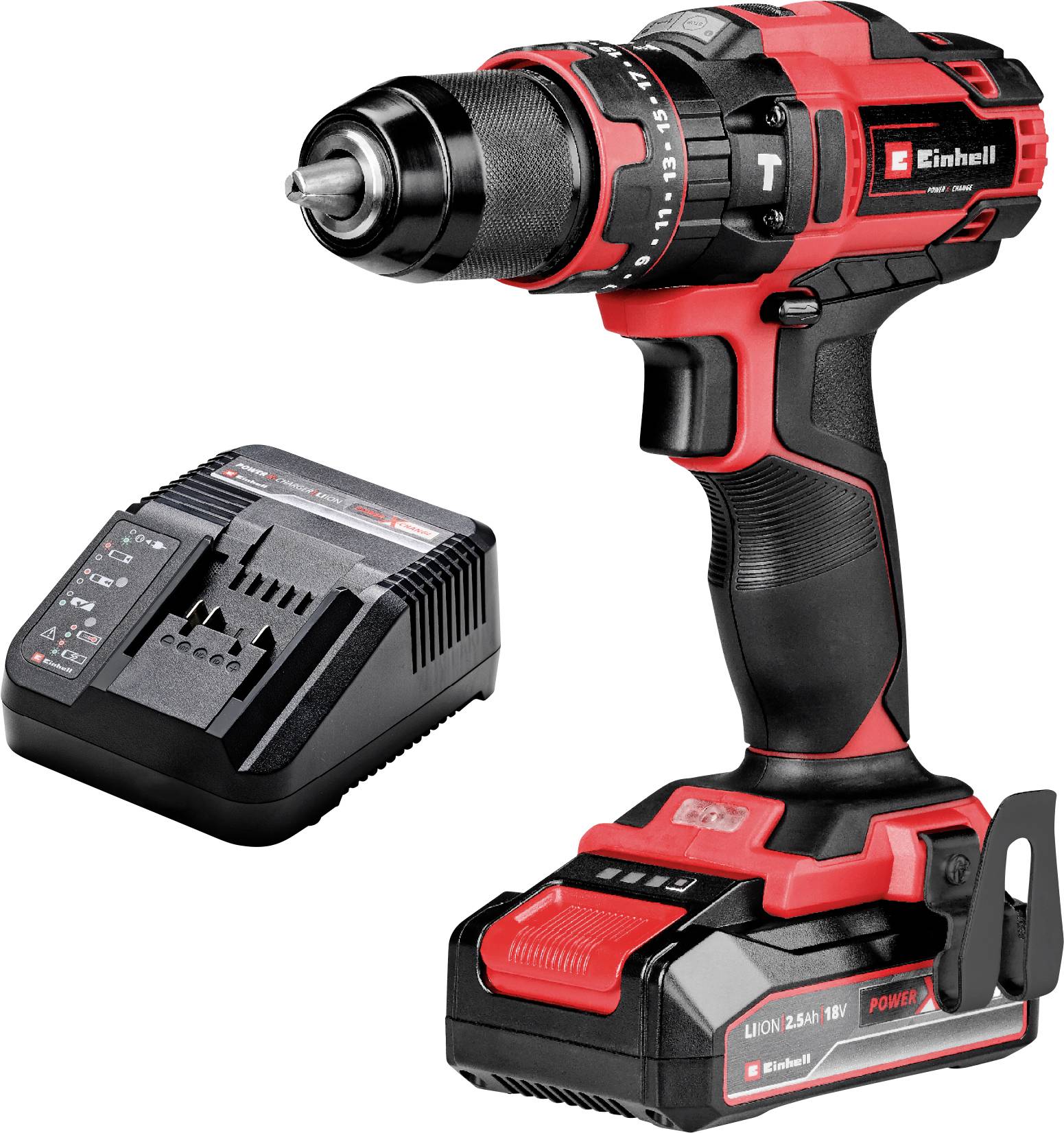 Einhell TE-CD 18/44 Li-i (1x2,5Ah) Power X-Change 2-växel-Slagborrmaskin batteri inkl. 1x batteri, inkl. laddare