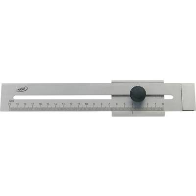 Ein Aluminium-Zeichenwerkzeug mit Skala von 0 bis 20 und einem Drehknopf zur Fixierung für präzise Messungen und Zeichnungen.