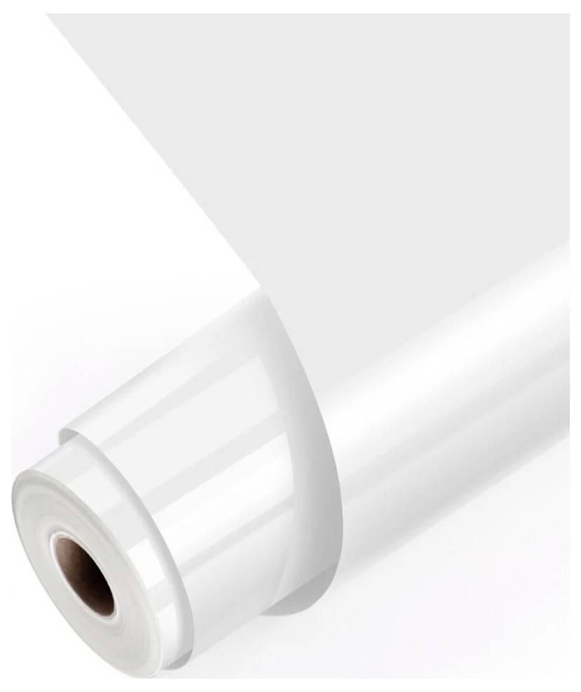 Rolle weiße Papierfolie, teilweise entrollt.