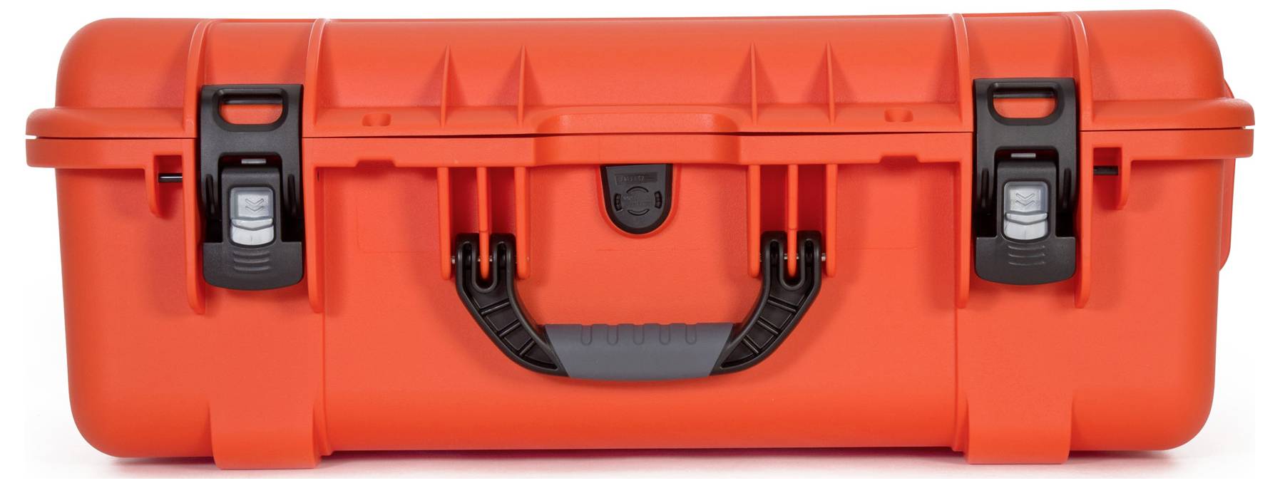 Ein robuster, roter Schutzkoffer mit schwarzen Verschlüssen und Griff, ideal für den sicheren Transport empfindlicher Geräte.