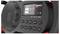 Schwarzes tragbares Radio mit Display zeigt 'Radio 538' an. Tasten für Quelle, Einstellung und Lautstärke sichtbar. Unterstützt WLAN und Bluetooth.