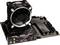 Ein Computer-Motherboard mit installiertem CPU-Kühler. Sichtbare Anschlüsse umfassen USB-Ports, Audioanschlüsse und LAN-Port.