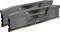 Zwei graue DDR5-RAM-Module der Marke Vengeance, frontal nebeneinander abgebildet, zeigen das moderne Design und die Technik.