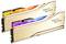 Zwei goldfarbene RAM-Module mit leuchtenden Lichteffekten in Regenbogenfarben. Modell: 'Trident Z5 Royal NEO'.