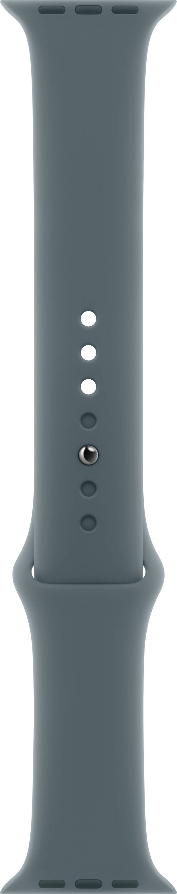 Dunkelgrünes Armband für eine Smartwatch mit mehreren Öffnungen zur Größenanpassung.