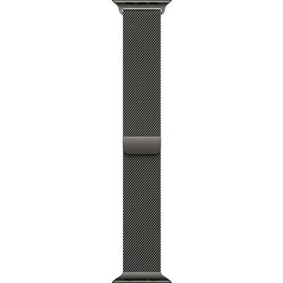 Ein schwarzes, gewebtes Uhrenarmband mit verstellbarem Verschluss. Geeignet für Smartwatch-Modelle.