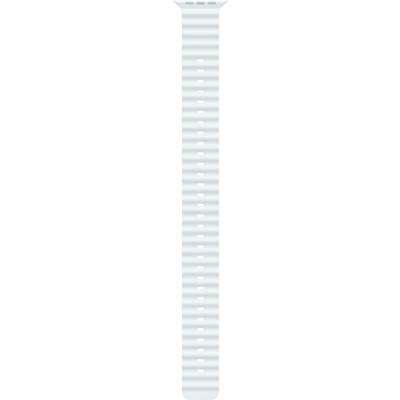 Eine langgestreckte Säule, bestehend aus abwechselnden horizontalen Streifen in blassem Blau, die eine dekorative Verzierung darstellen.