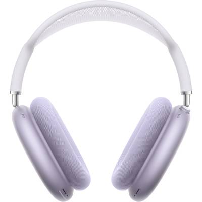 Ein lilafarbener Over-Ear-Kopfhörer mit gepolstertem Kopfband und Ohrmuscheln, gezeigt in einer Vorderansicht.