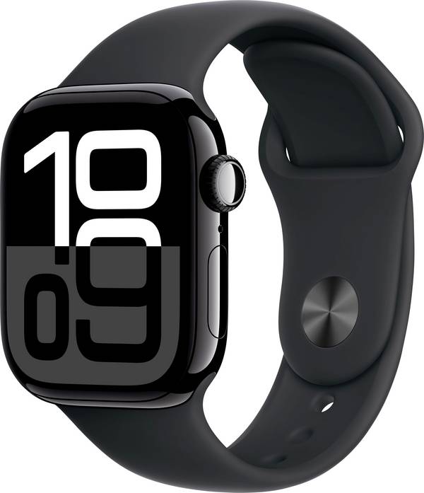 Apple Watch Series 10 GPS + Cellular 42 mm Aluminiumgehäuse Sport Band Schwarz M/L