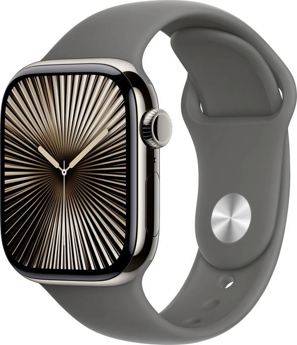 Apple Watch Series 10 GPS + Cellular 42 mm Titangehäuse Sport Band Steingrau M/L