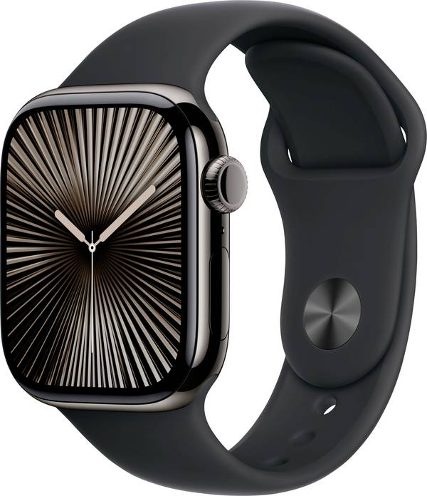 Apple Watch Series 10 GPS + Cellular 42 mm Titangehäuse Sport Band Schwarz M/L