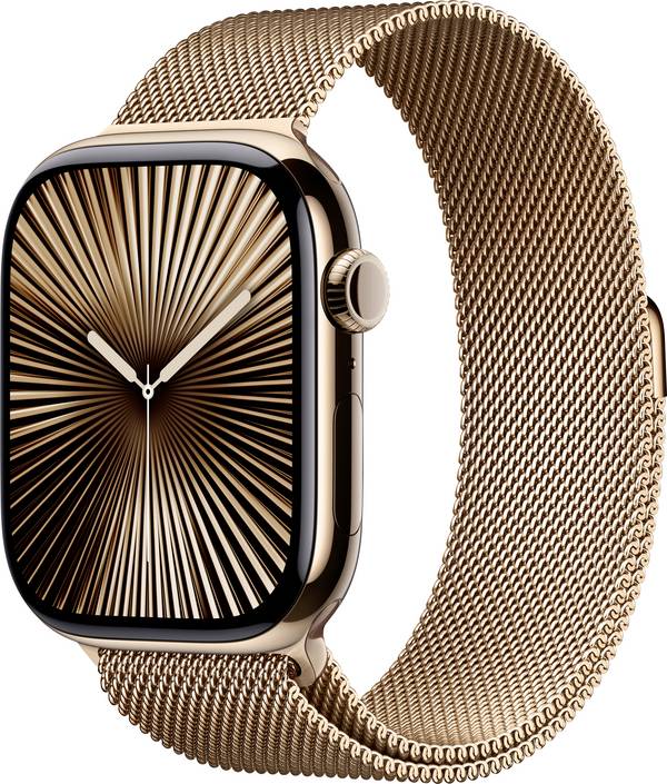 Apple Watch Series 10 GPS + Cellular 46 mm Titangehäuse Milanaisearmband Gold M/L
