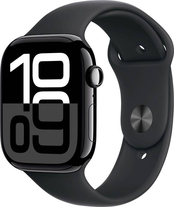 Apple Watch Series 10 GPS + Cellular 46 mm Aluminiumgehäuse Sport Band Schwarz S/M