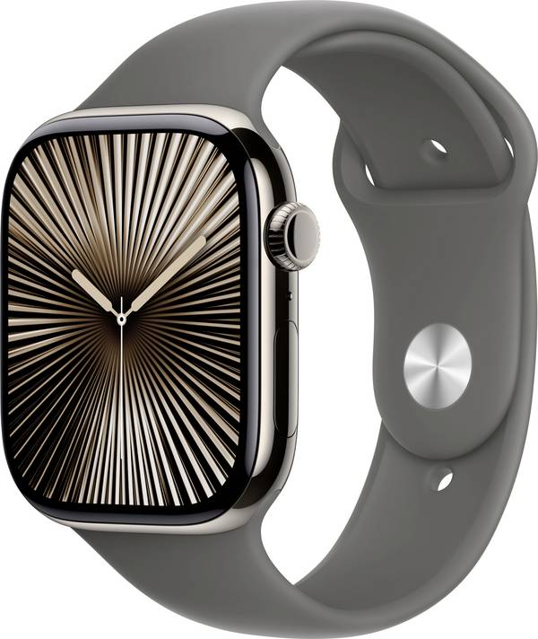 Apple Watch Series 10 GPS + Cellular 46 mm Titangehäuse Sport Band Steingrau S/M