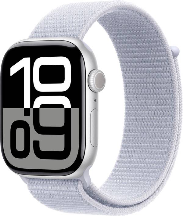 Apple Watch Series 10 GPS + Cellular 46 mm Aluminiumgehäuse Sport Loop Blaue Wolke