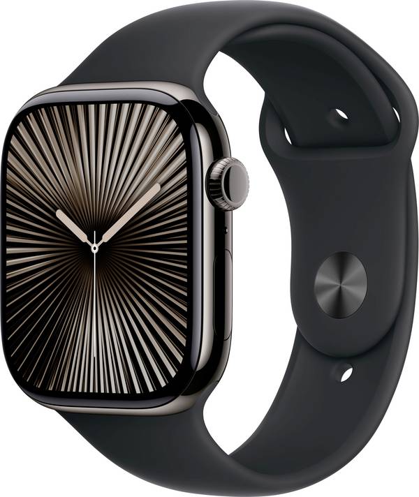 Apple Watch Series 10 GPS + Cellular 46 mm Titangehäuse Sport Band Schwarz S/M
