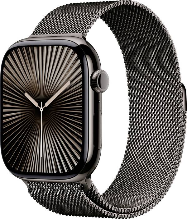 Apple Watch Series 10 GPS + Cellular 46 mm Titangehäuse Milanaisearmband Schiefer S/M