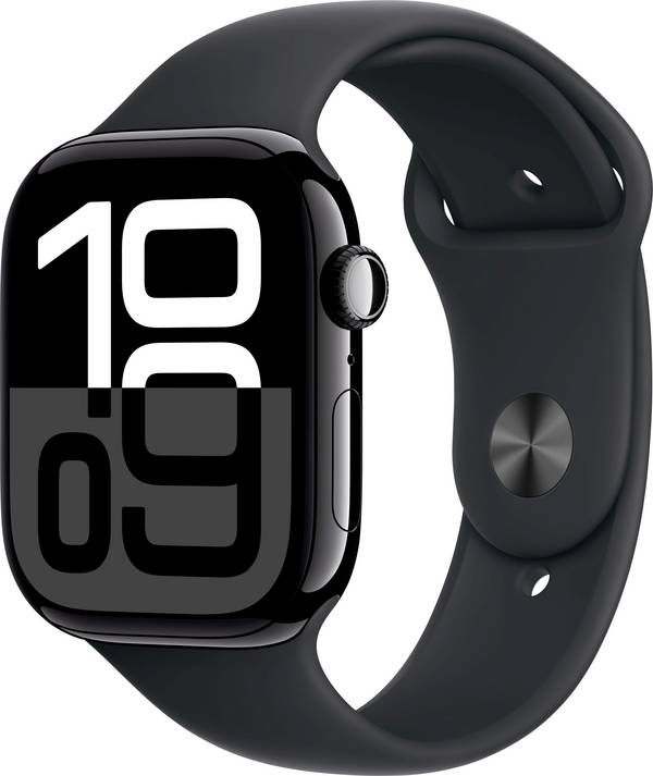 Apple Watch Series 10 GPS 46 mm Aluminiumgehäuse Sport Band Schwarz S/M