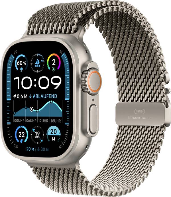 Apple Watch Ultra 2 (2024) GPS + Cellular 49 mm Titangehäuse Milanaisearmband Natur S