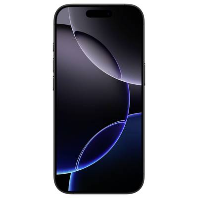 Smartphone mit schwarzem, schlichten Bildschirmhintergrund. Gerät zeigt keine App-Icons oder Benachrichtigungen.