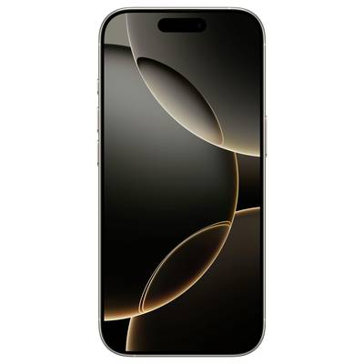 Schwarzes Smartphone mit gebogenem Display und goldenen Akzenten. Auf dem Bildschirm sind abstrakte kreisförmige Muster zu sehen.