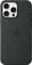 Schwarzes Smartphone mit drei Kameralinsen und einem Apfel-Logo auf der Rückseite.