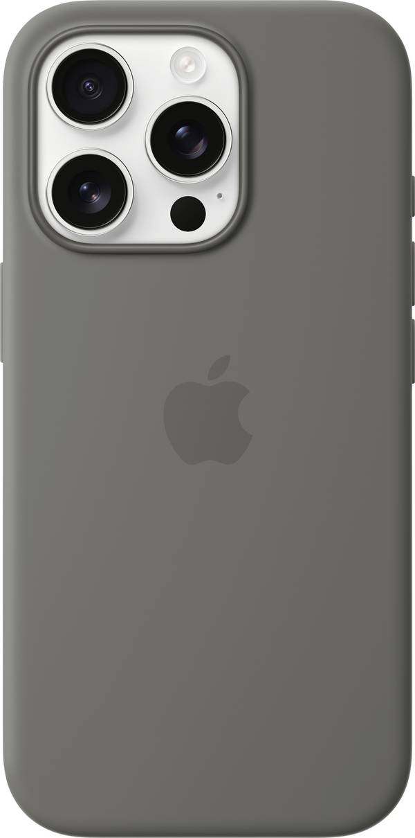 Apple Silicone Case MagSafe Silikon Case Apple iPhone 16 Pro Stein-Grau Stoßfest, Induktives Laden MYYL3ZM/A