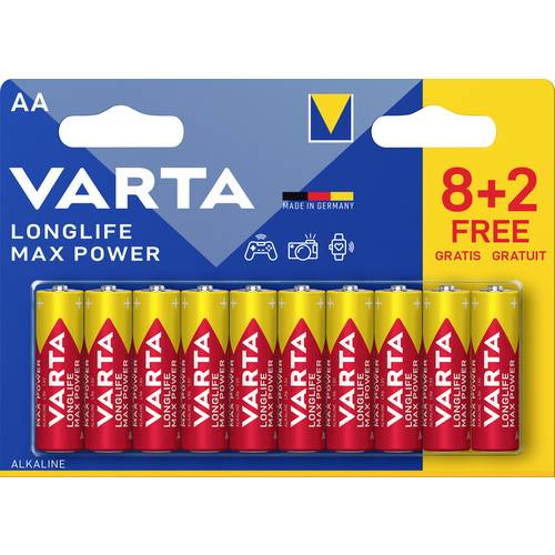 Varta Longlife Max Power AA Blister 10 (8+2) Mignon (AA)-Batterie Alkali-Mangan 1.5 V 10 St.