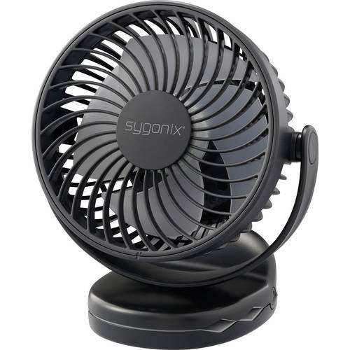 Sygonix Akku-Ventilator 4 W Schwarz mit Akku