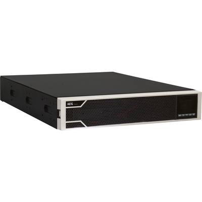 Ein schwarzes, rechteckiges AEG-Gerät, möglicherweise ein Server oder eine Stromversorgungseinheit, mit seitlichen Lüftungsschlitzen und einem kleinen Display.