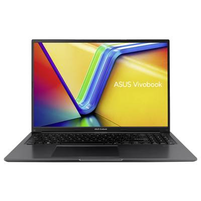 Ein ASUS Vivobook-Laptop mit offenem Bildschirm zeigt ein farbenfrohes, abstraktes Hintergrundbild.