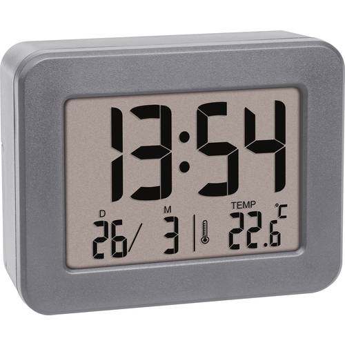TFA Dostmann 60.2044.10 Quarz Wecker Grau Alarmzeiten 1