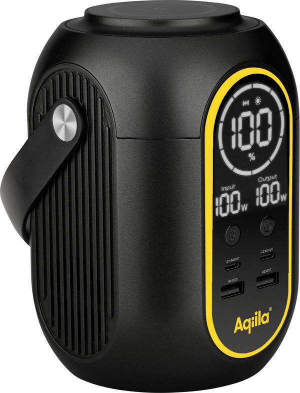 Aqiila S140 Powerstation 54 Ah Li-Ion USB-A, USB-C®, Wireless Charging Schwarz LED Taschenlampe, Statusanzeige, gleichzeitiges Laden und Entladen