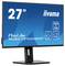 27" iiyama ProLite XUB2797UHSNP Monitor, 3840x2160 Auflösung, mit KVM- und Dock-Funktionen, auf einem Ständer präsentiert.