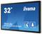 Ein 32-Zoll Iiyama ProLite Monitor mit dem Modell TF3239AS-B1AG, mit einem Touch-Symbol und einem Personensymbol auf einem blauen Hintergrund.
