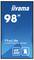 'iiyama 98" ProLite LH9875UHS-B2AG 4K UHD' Display-Branding auf blauem Hintergrund.
