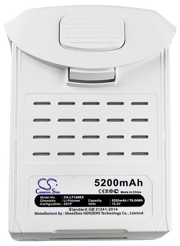 Weiße Batterie mit Lüftungsschlitzen, 5200mAh Kapazität, hergestellt von Shenzhen Henzens Technology Co., Ltd. Modellnummer: CS-LT126RX.