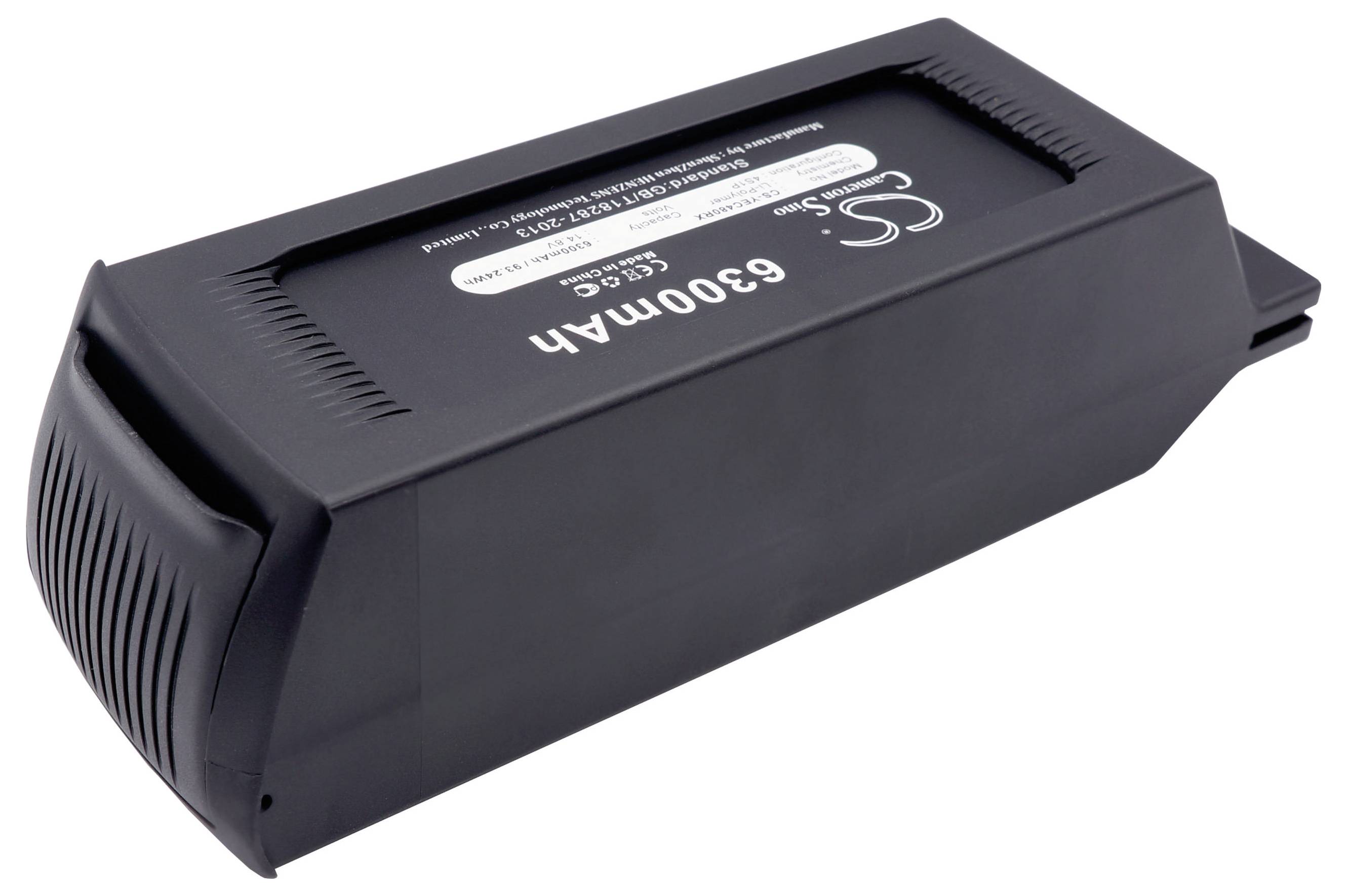 Schwarzer Lithium-Ionen-Akku mit 6300mAh Kapazität, geeignet für elektrische Geräte.
