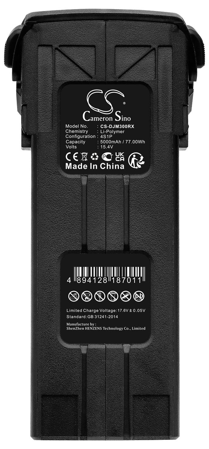 Schwarzer Lithium-Ionen-Akku mit Etikett 'Camron Sino', Modell CS-DJB260MX, 17,66 Wh, 11,1 V. Hergestellt in China.