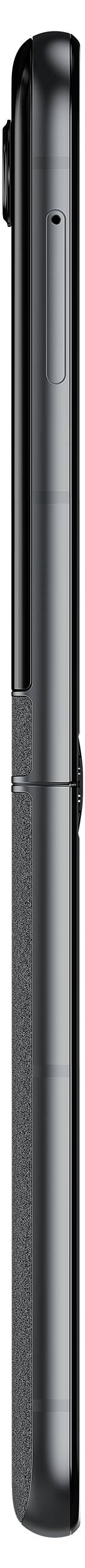 Schwarzer Füllfederhalter von der Seite, schlankes Design, glänzend.