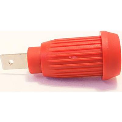 Roter, gerippter Schraubendrehergriff mit Metallklinge. Verwenden zum Anziehen oder Lösen von Schrauben mit Schlitzschrauben.
