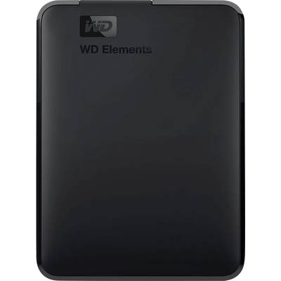Externe Festplatte 'WD Elements' in schlichtem, schwarzem Design. Ideal für Datensicherung und Speichererweiterung.